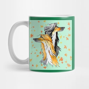 Two cartoon Afghan Hounds. Mug